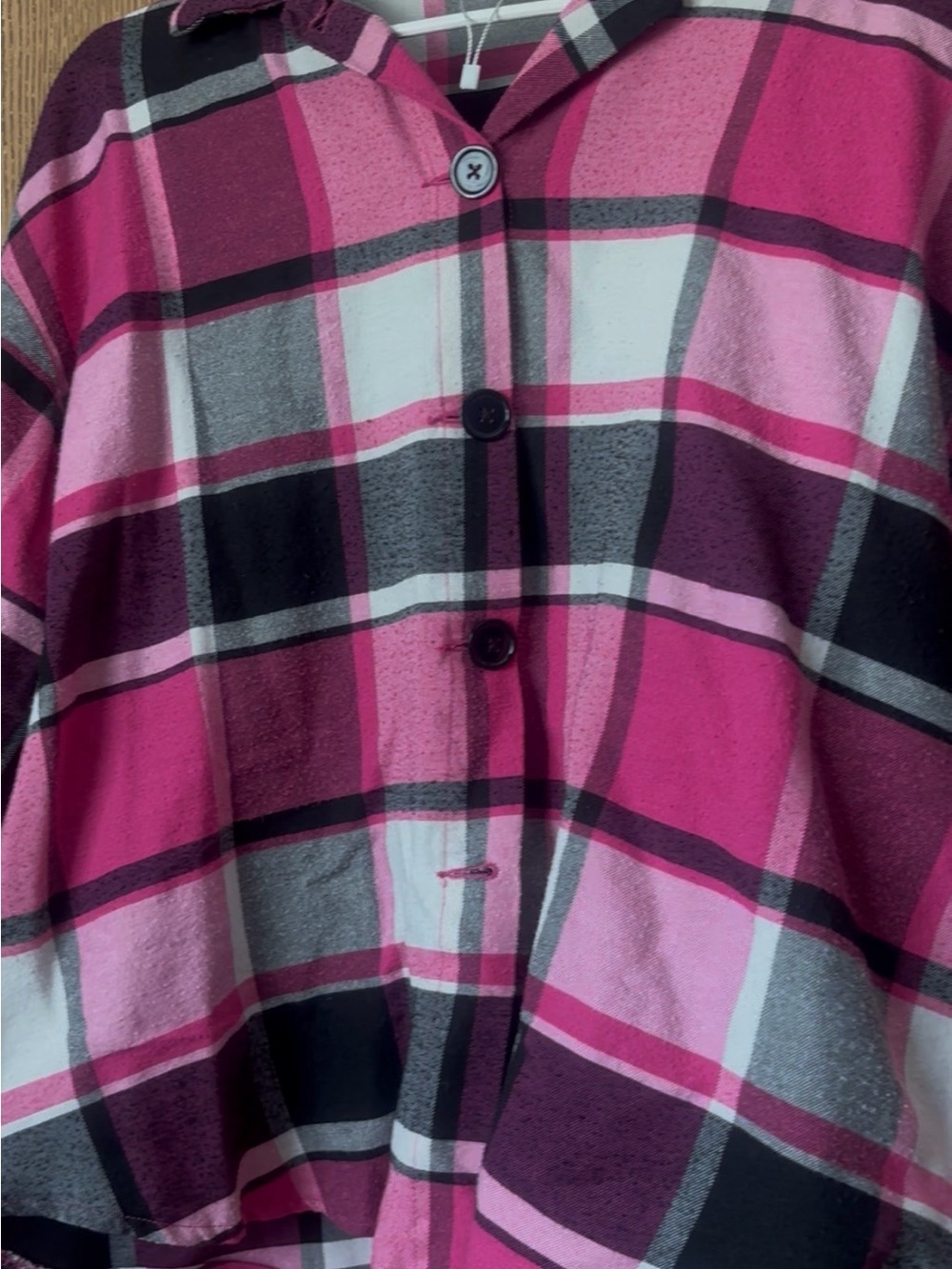 Pink Plaid Button-Up Shirt